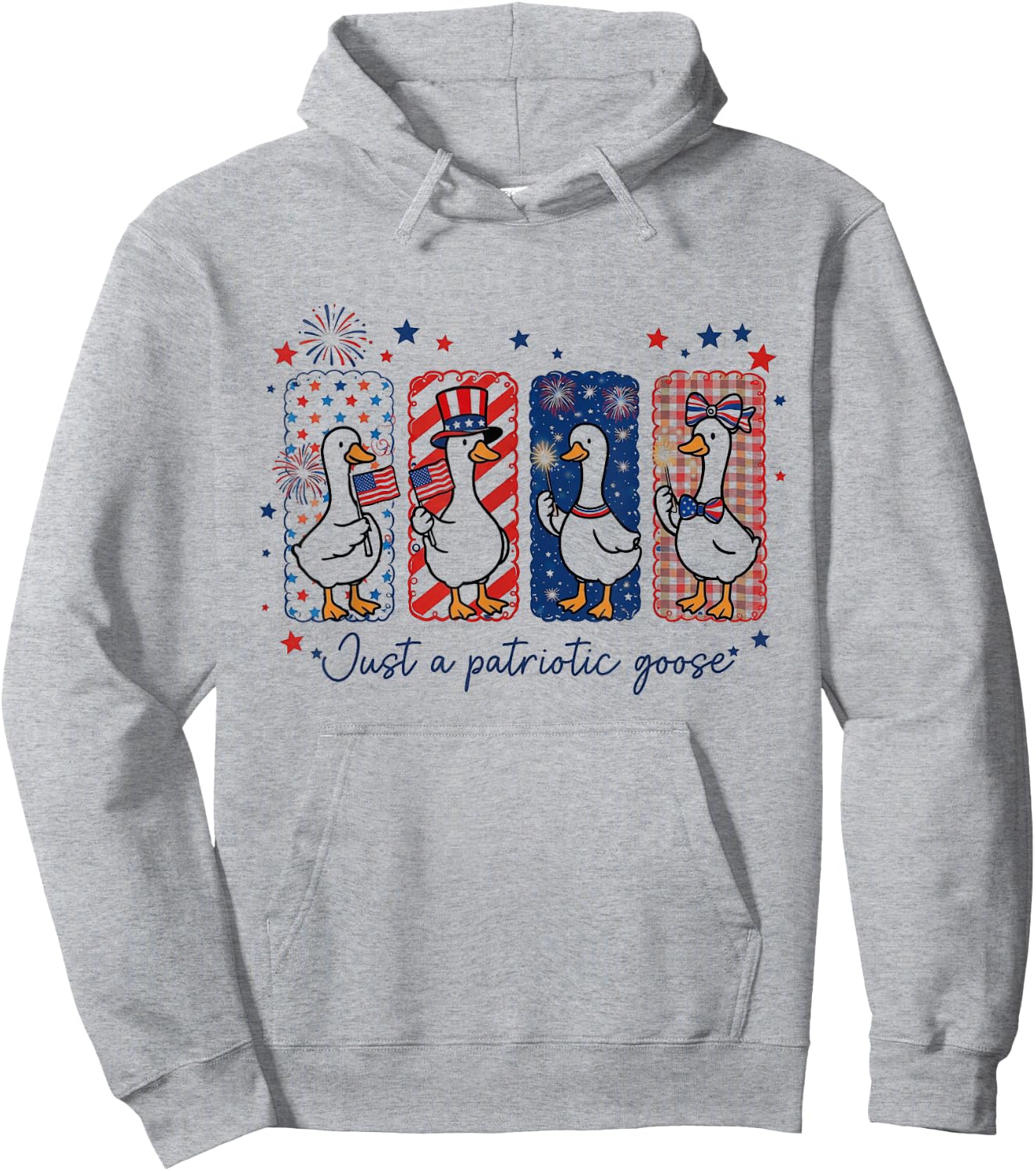 Just A Patriotic Goose Funny Patriotic Independence Day Hoodie - Hoodie | Ash