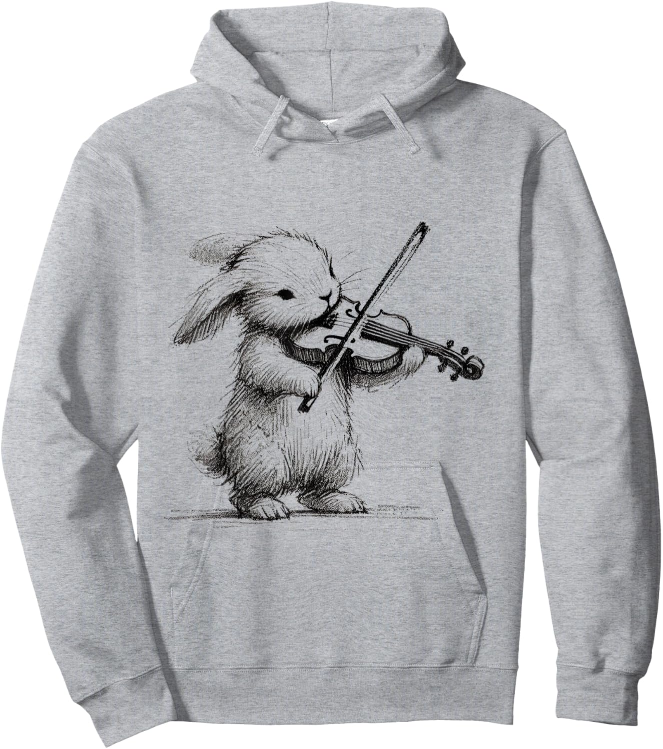 Bunny Playing Violin – Cute Musical Animal Art Hoodie - Hoodie | Ash