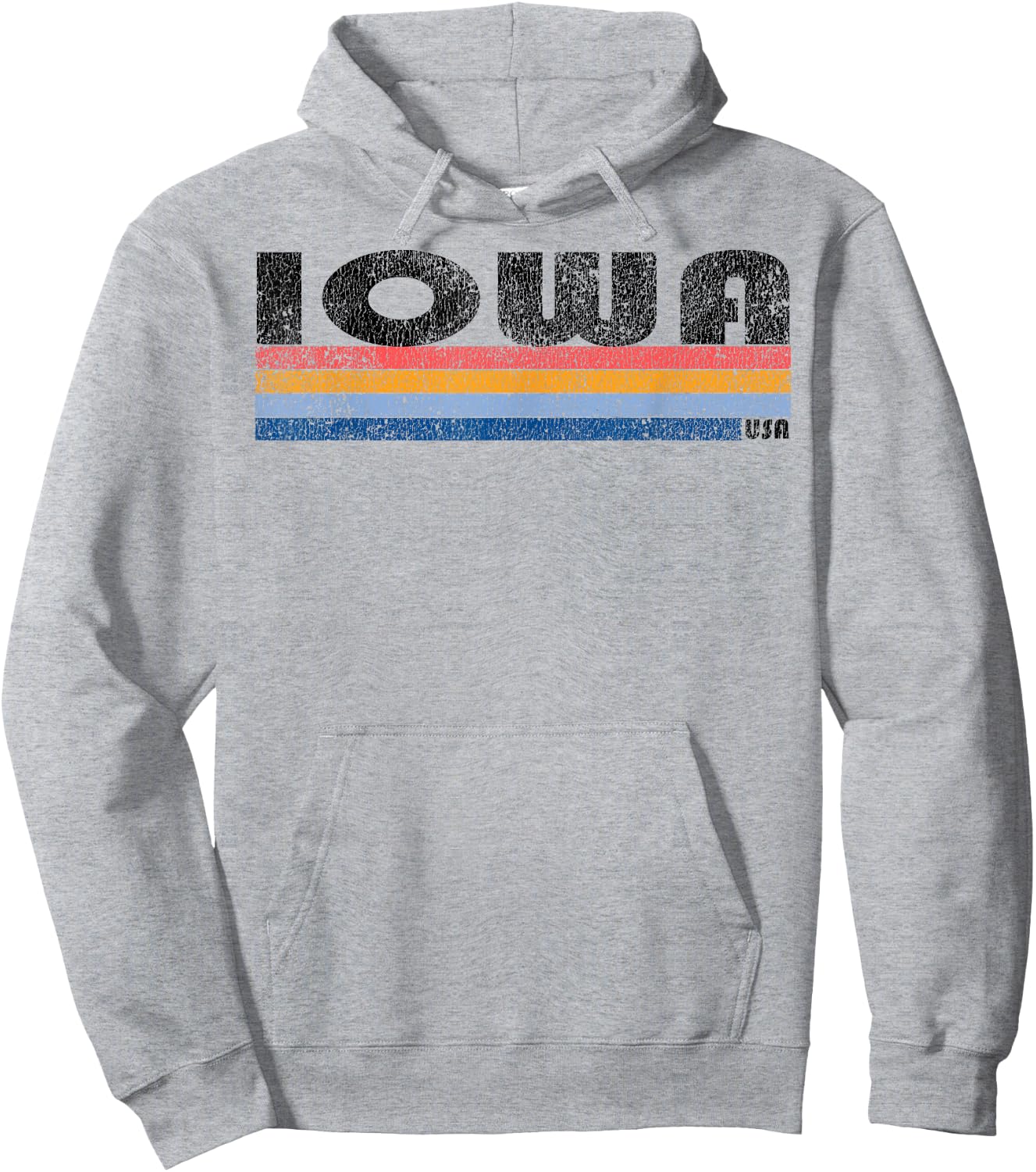 Vintage 1980s Style Iowa Hoodie - Hoodie | Ash