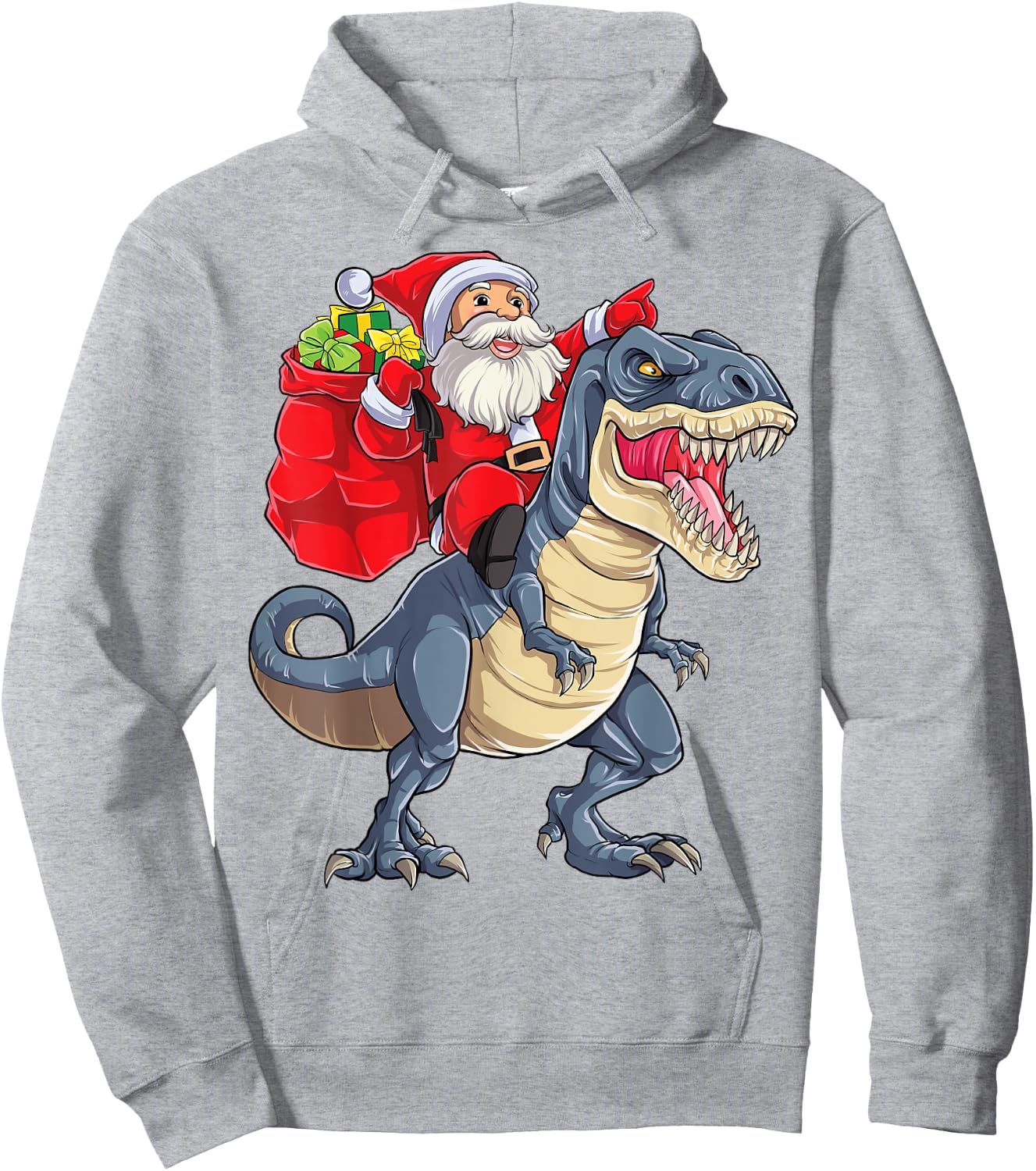 Santa Riding Dinosaur T rex Christmas Gifts Boys Men Xmas Hoodie - Hoodie | Ash