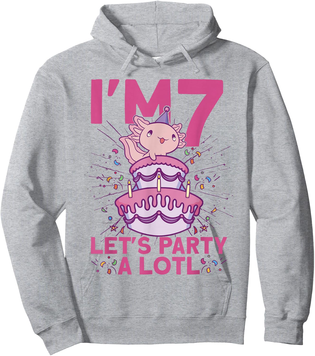 I'm 7 bday Axolotl party cute 7th Birthday Kids Axolotl Hoodie - Hoodie | Ash