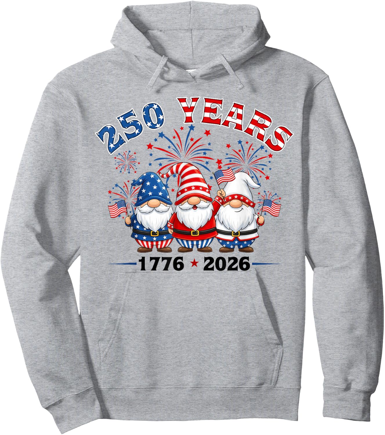 250 Years 250th Anniversary USA Patriotic 4th of July Gnome Hoodie - Hoodie | Ash