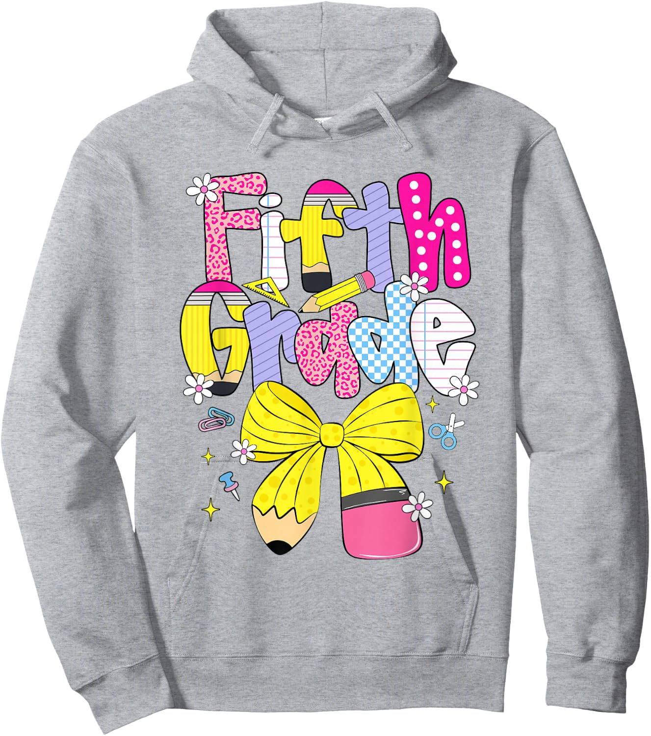 Preppy Fifth Grade Back to School Pencil Student Teacher Kid Hoodie - Hoodie | Ash