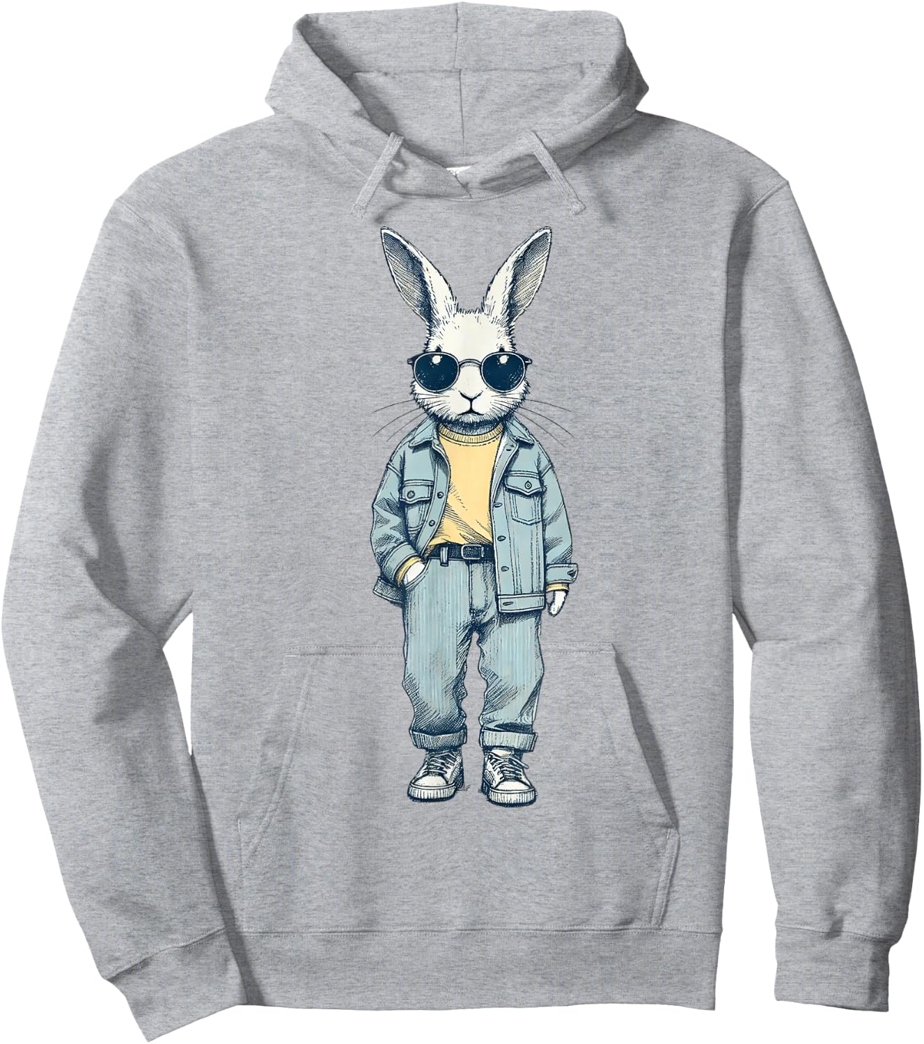 Boys Easter Shirt Bunny Rabbit with Sunglasses Kids Hoodie - Hoodie | Ash