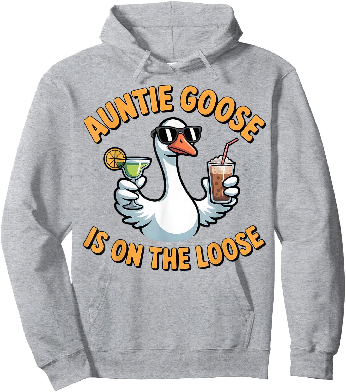 Funny Auntie Goose is On The Loose Novelty Graphic Hoodie - Hoodie | Ash