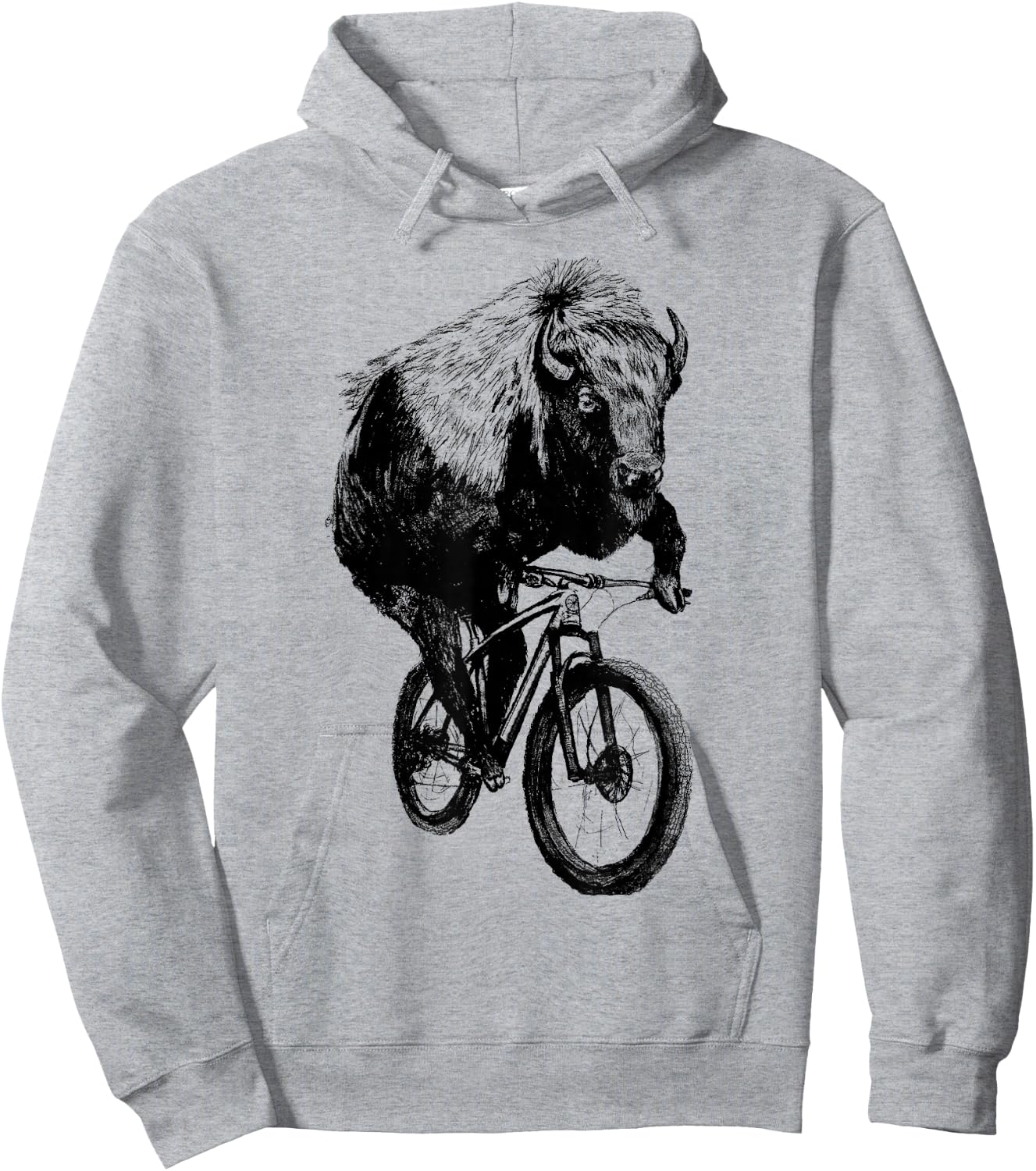 Buffalo on a Bicycle Buffalo Cycling Funny Buffalo Lover Hoodie - Hoodie | Ash