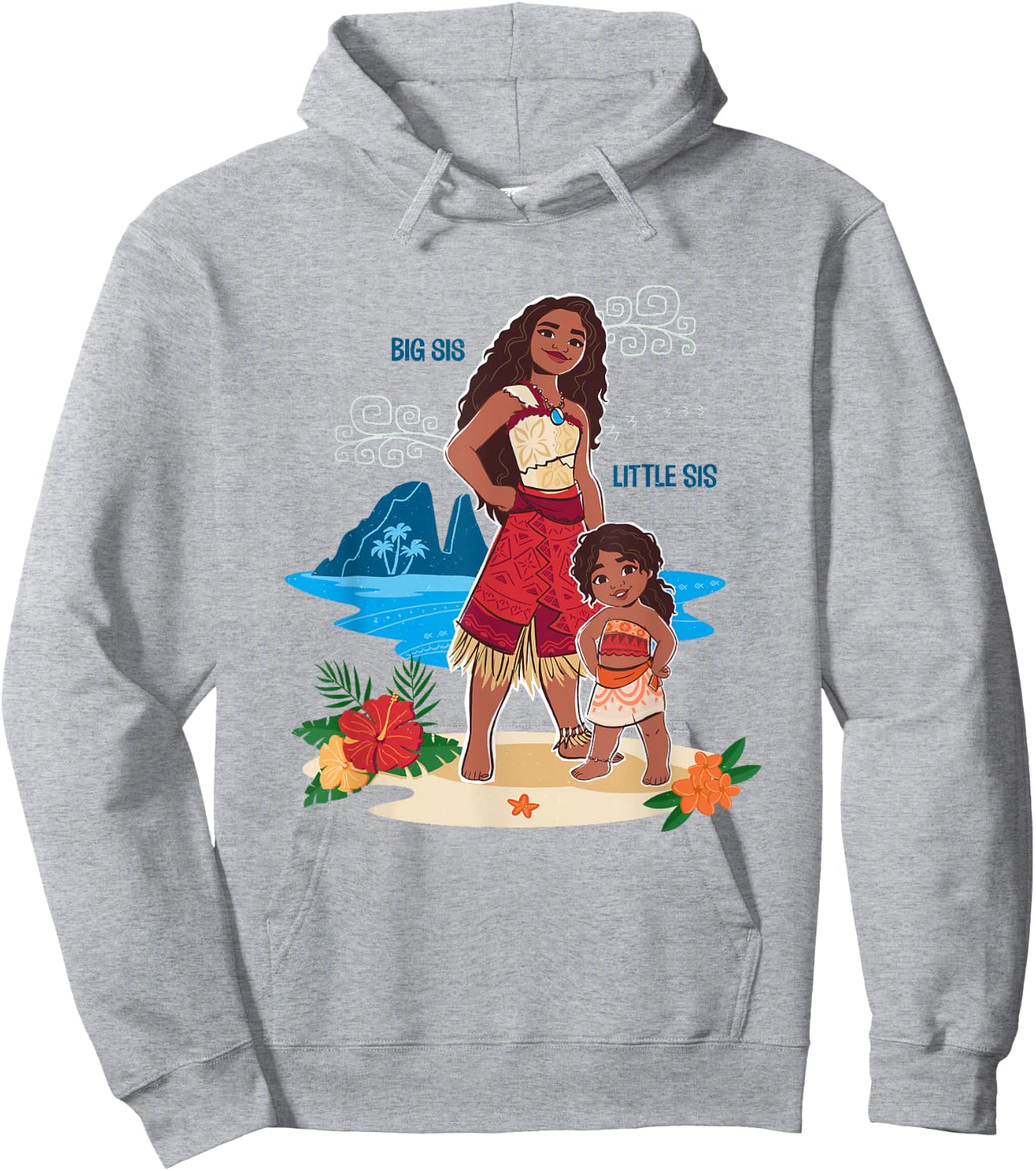 Disney Moana 2 Big Sis Little Sis Oceania Tropical Duo , grey, S Hoodie - Hoodie | Ash