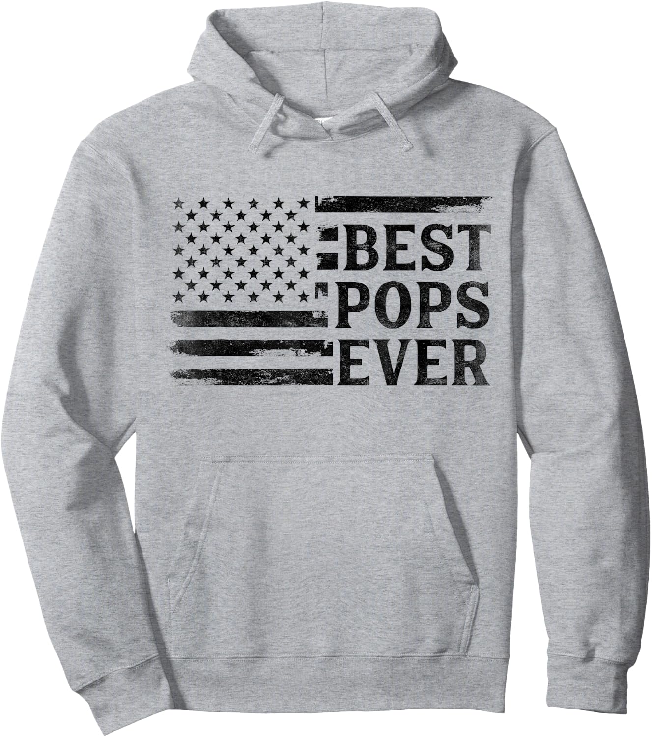 Best Pops Ever Black Vintage USA Flag Father's Day Grandpa Hoodie - Hoodie | Ash