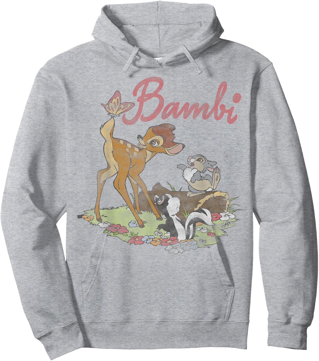 Disney Bambi Thumper Simple Flower Portrait Logo, white, S Hoodie - Hoodie | Ash