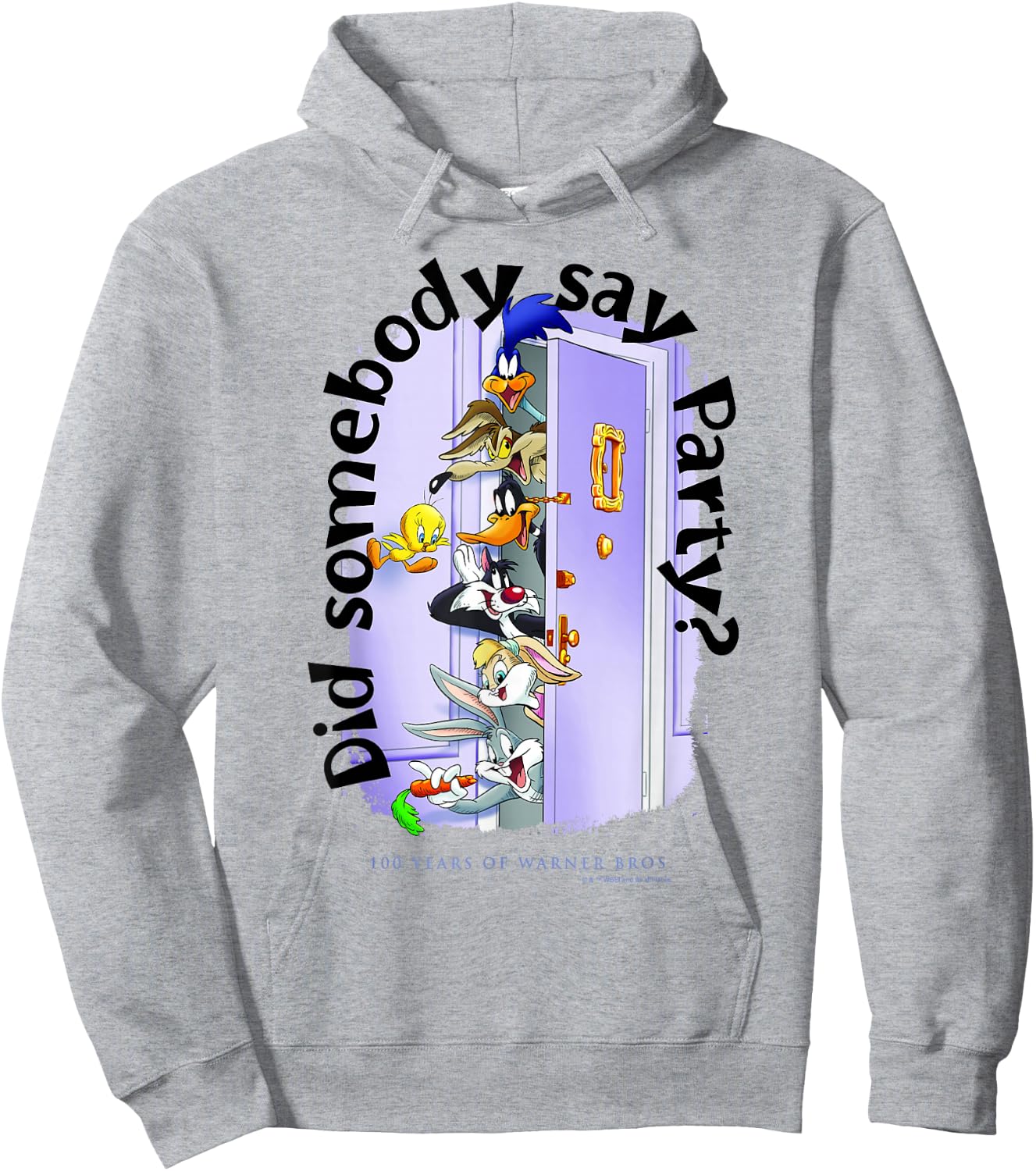WB 100 Looney Tunes Group Shot Friends Party Iconic Portrait Hoodie - Hoodie | Ash