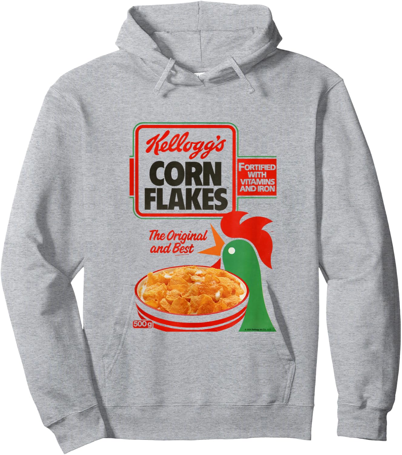 Kellogg's Corn Flakes Breakfast Cereal Box Art 1983 , white, S Hoodie - Hoodie | Ash