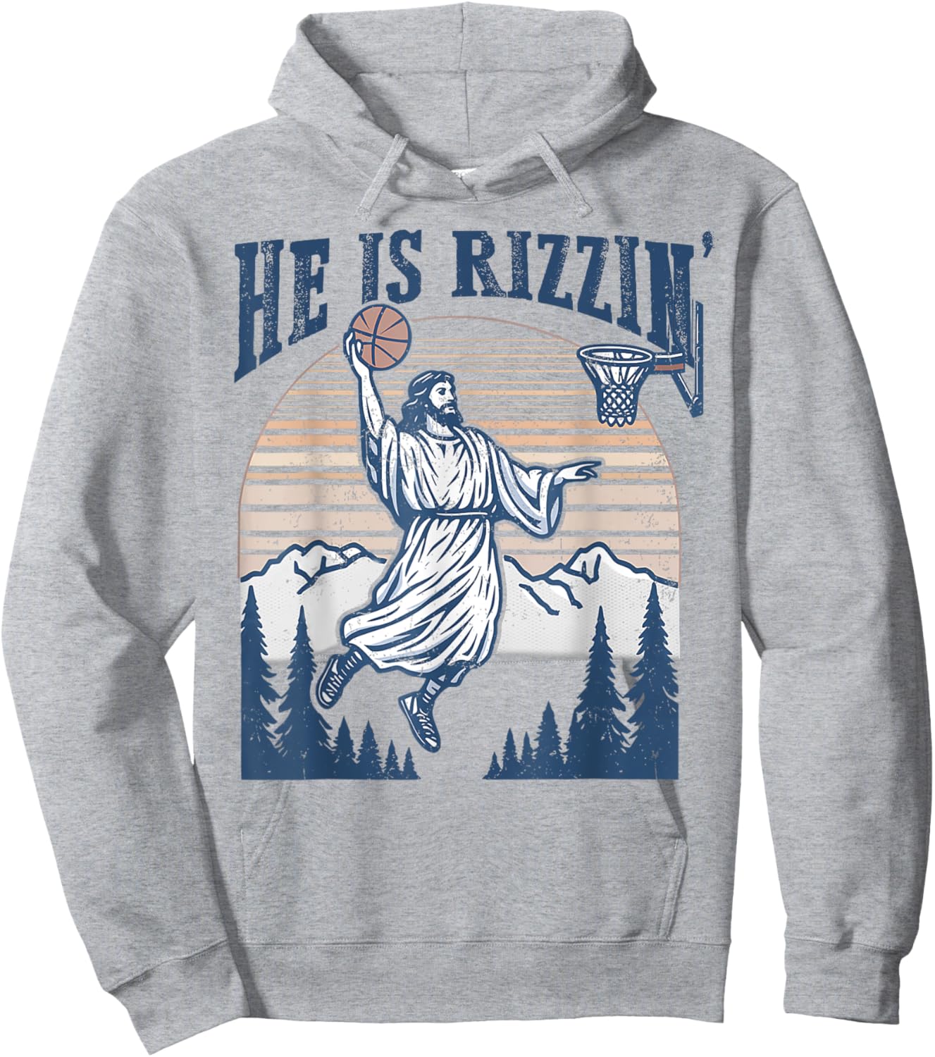 He Is Risen Rizzin' Easter Jesus Christian Faith Basketball Hoodie - Hoodie | Ash