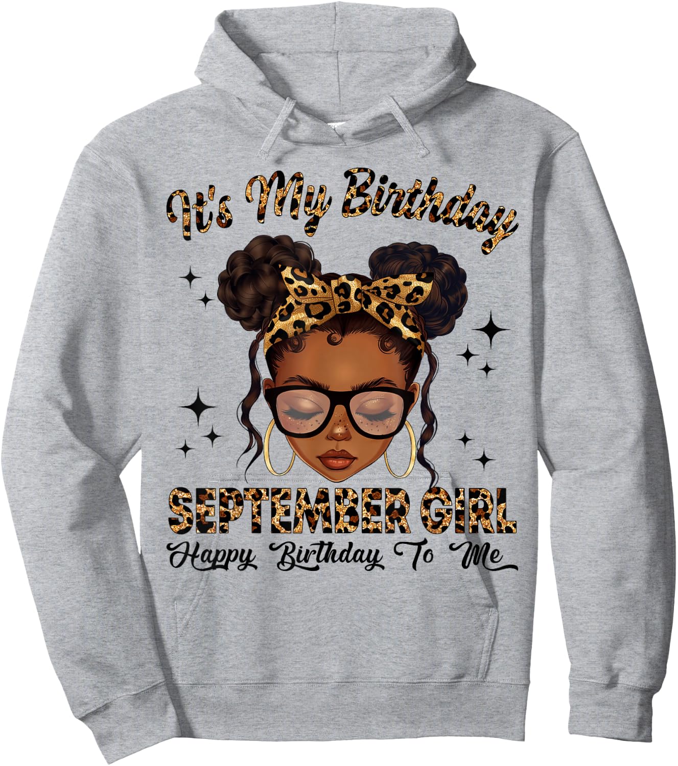September Black Girl Messy Bun Afro Girl It's My Birthday Hoodie - Hoodie | Ash