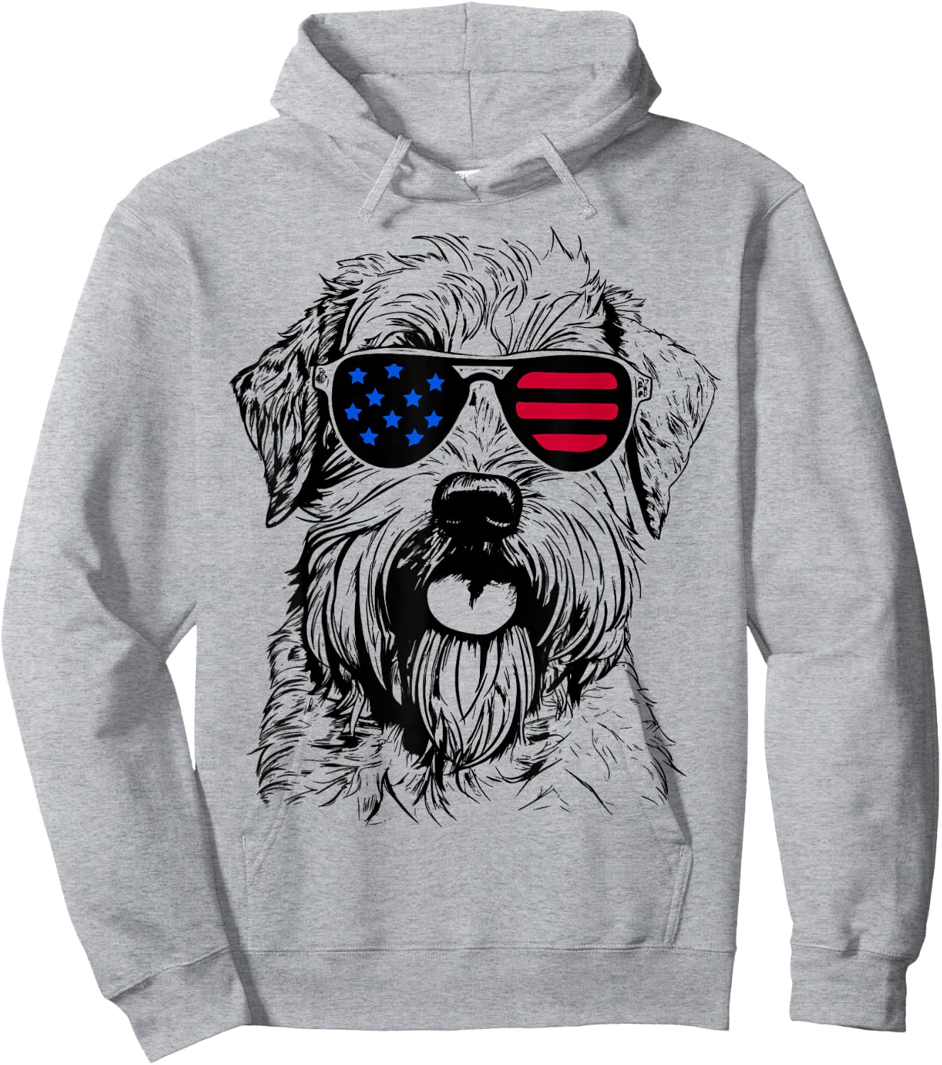 Soft Coated Wheaten Terrier Dog 4th July America USA Flag Women Kids Men Hoodie - Hoodie | Ash