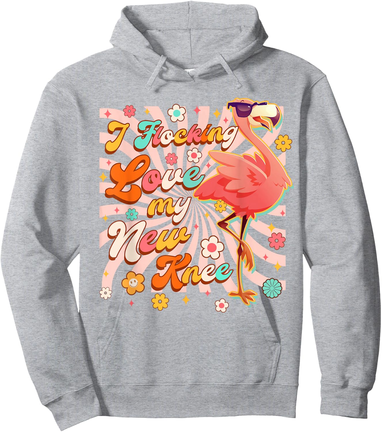 Knee Replacement I Flocking Love My New Knee Funny Flamingo Hoodie - Hoodie | Ash