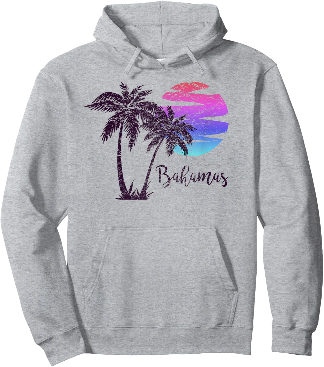 Bahamas Beach Vacation Souvenir Retro Vintage Sunset Graphic Men Women Girls Kids Hoodie - Hoodie | Ash