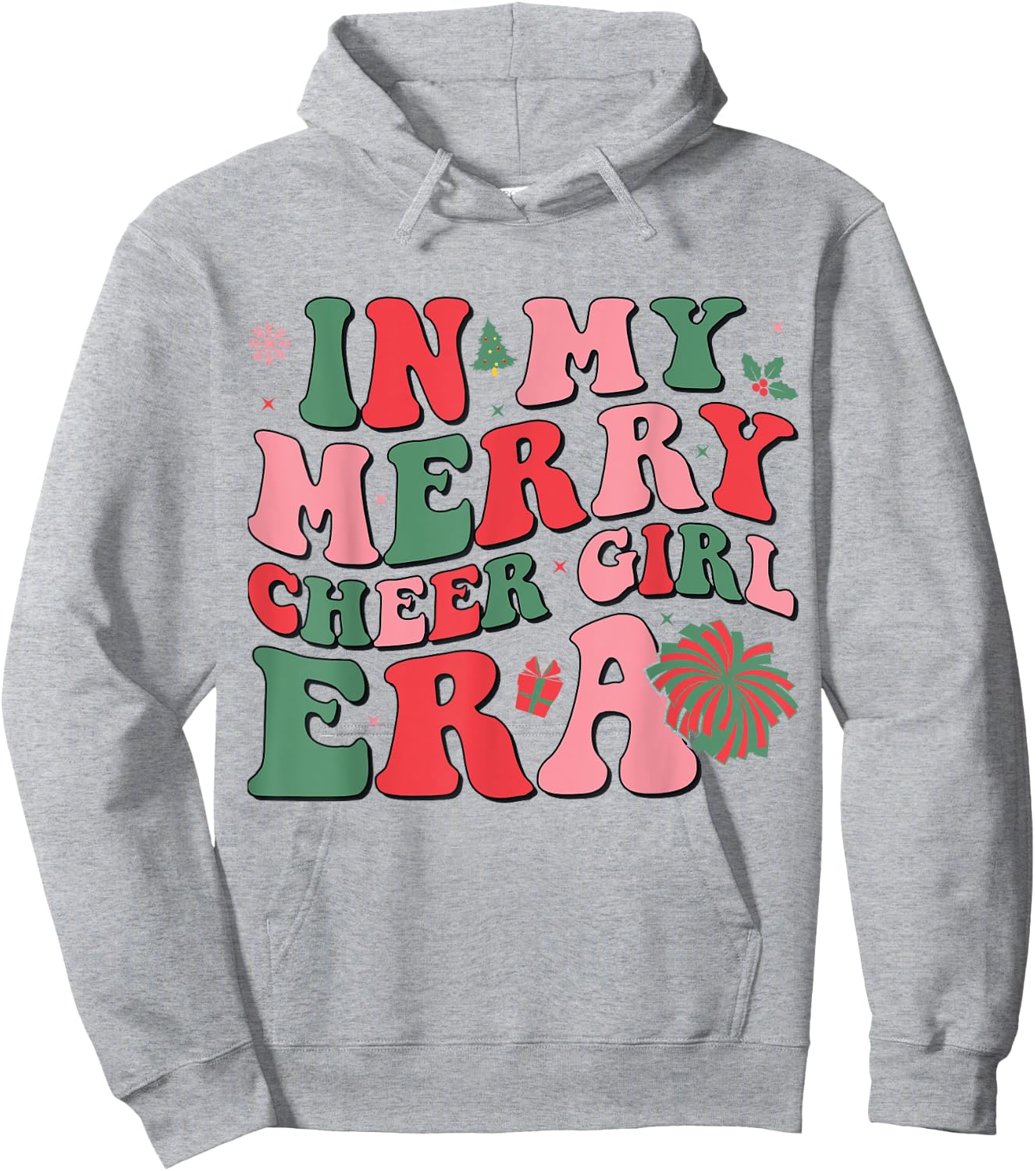 In My Merry Cheer Girl Era Groovy Christmas Cheerleading Hoodie - Hoodie | Ash