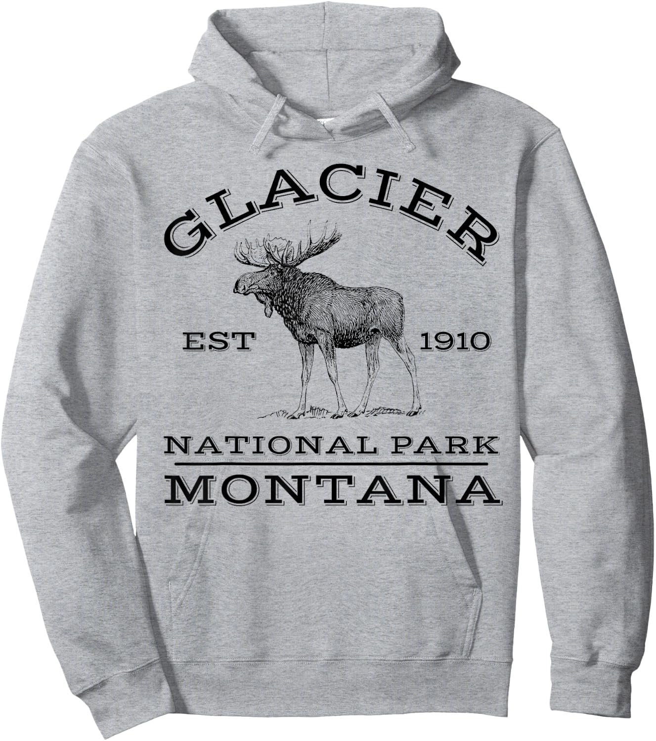 Glacier National Park Montana Moose Hiking Outdoors Hoodie - Hoodie | Ash