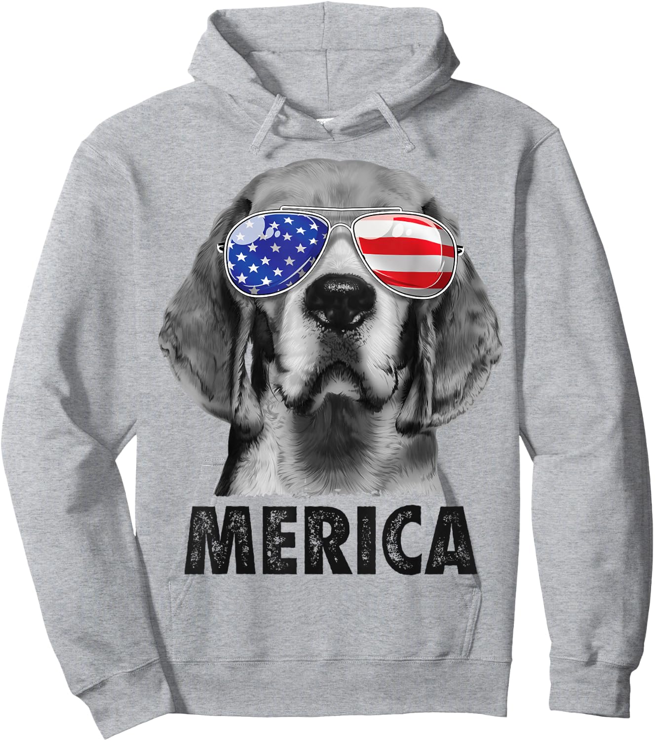 Beagle 4th of July Merica Sunglasses Men USA American Flag Hoodie - Hoodie | Ash