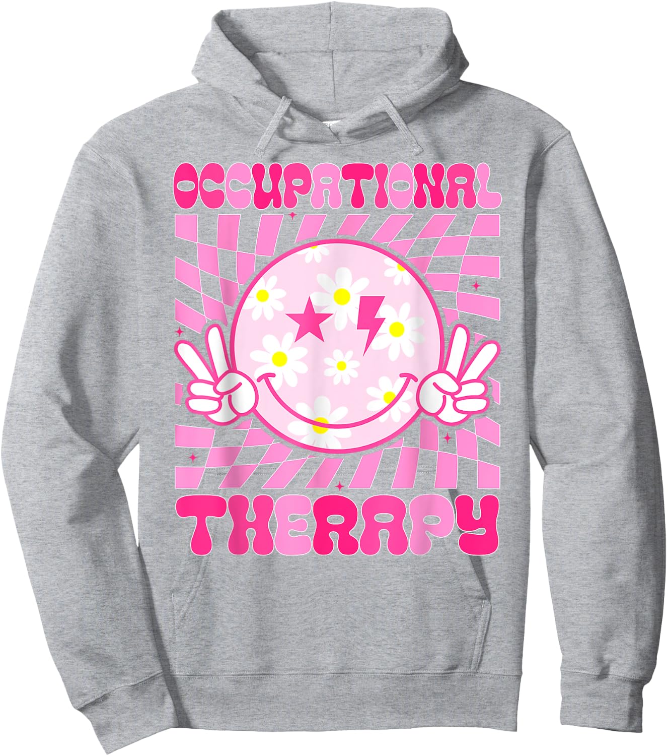 Occupational Therapy OT Therapist Groovy Smile Face Hoodie - Hoodie | Ash