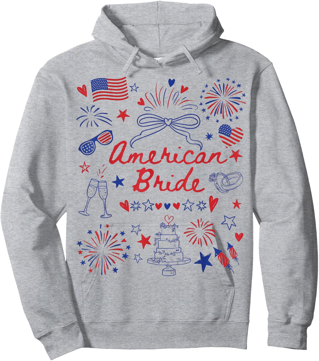 Vintage Funny American Bride 4th of July Wedding Engagement Hoodie - Hoodie | Ash