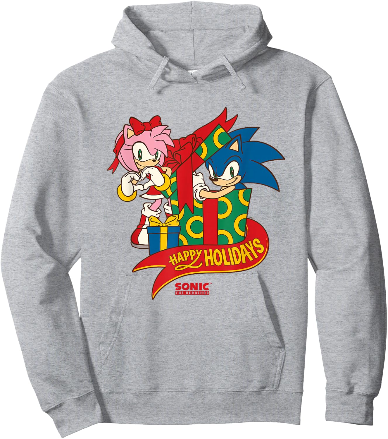 Sonic The Hedgehog Christmas Happy Holidays Sonic & Amy Hoodie - Hoodie | Ash