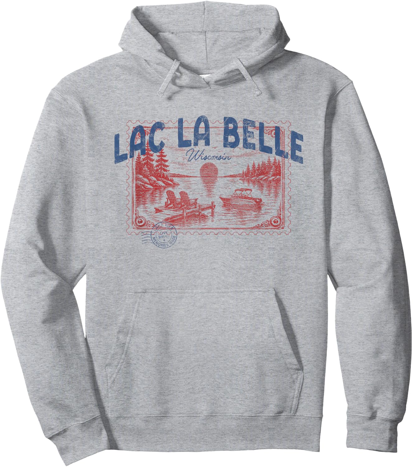 Lac La Belle Wisconsin Outdoors Vintage Hoodie - Hoodie | Ash