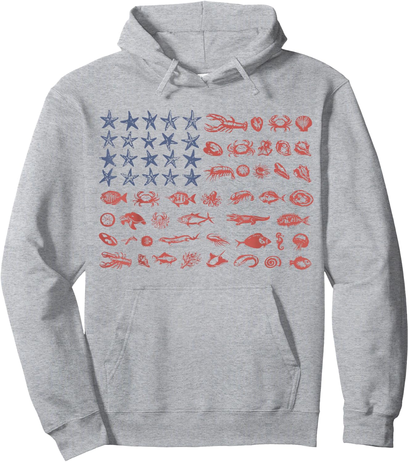 Seashell USA Flag America 250th Anniversary 4th of July Hoodie - Hoodie | Ash