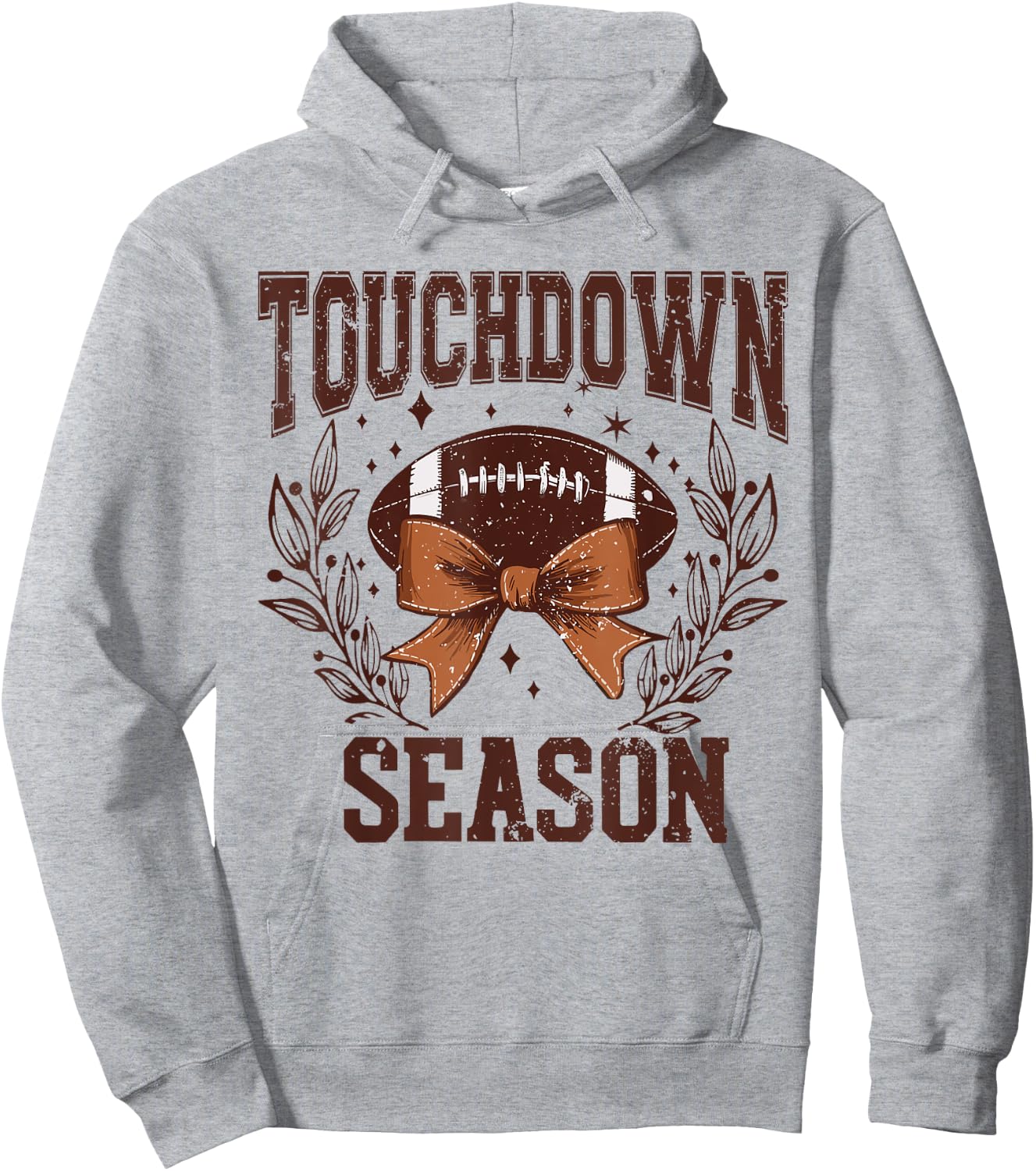 Touch Down Season Coquette Football Bow Fall Football Mom Hoodie - Hoodie | Ash
