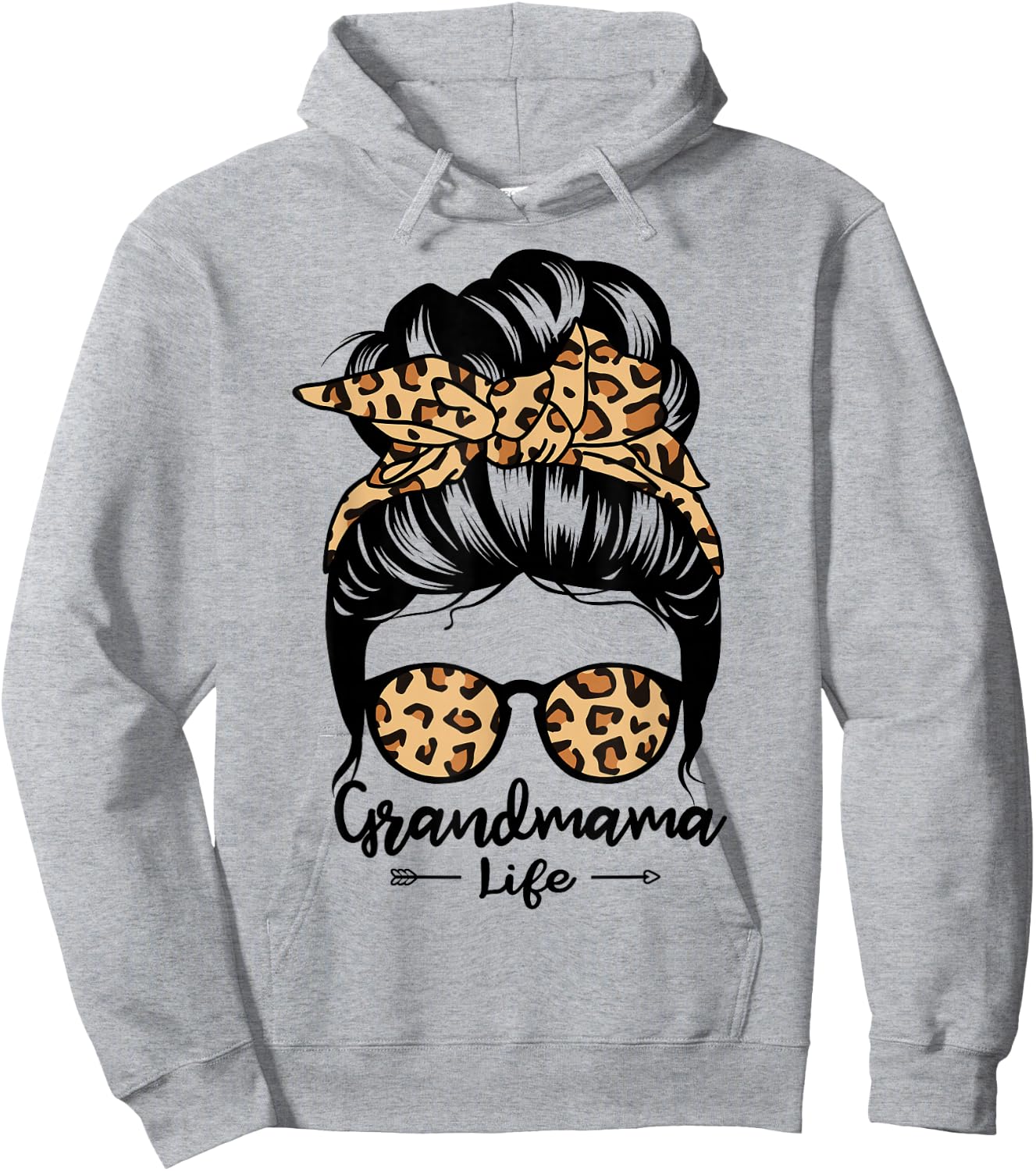 Grandmama Life Messy Bun Hair Funny Grandma Hoodie - Hoodie | Ash
