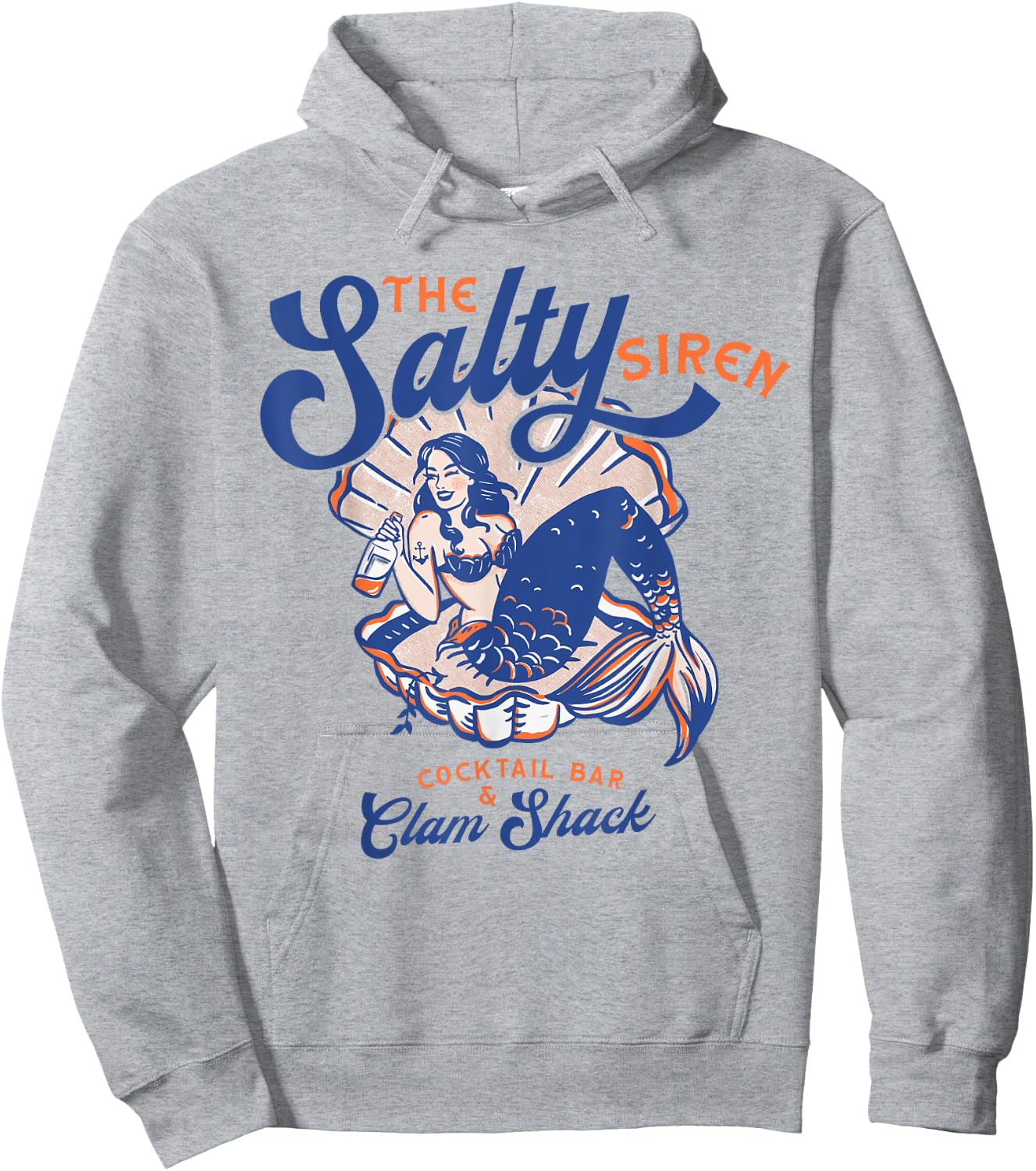 The Salty Siren Cocktail Bar & Clam Shack Cute Mermaid Pinup Hoodie - Hoodie | Ash