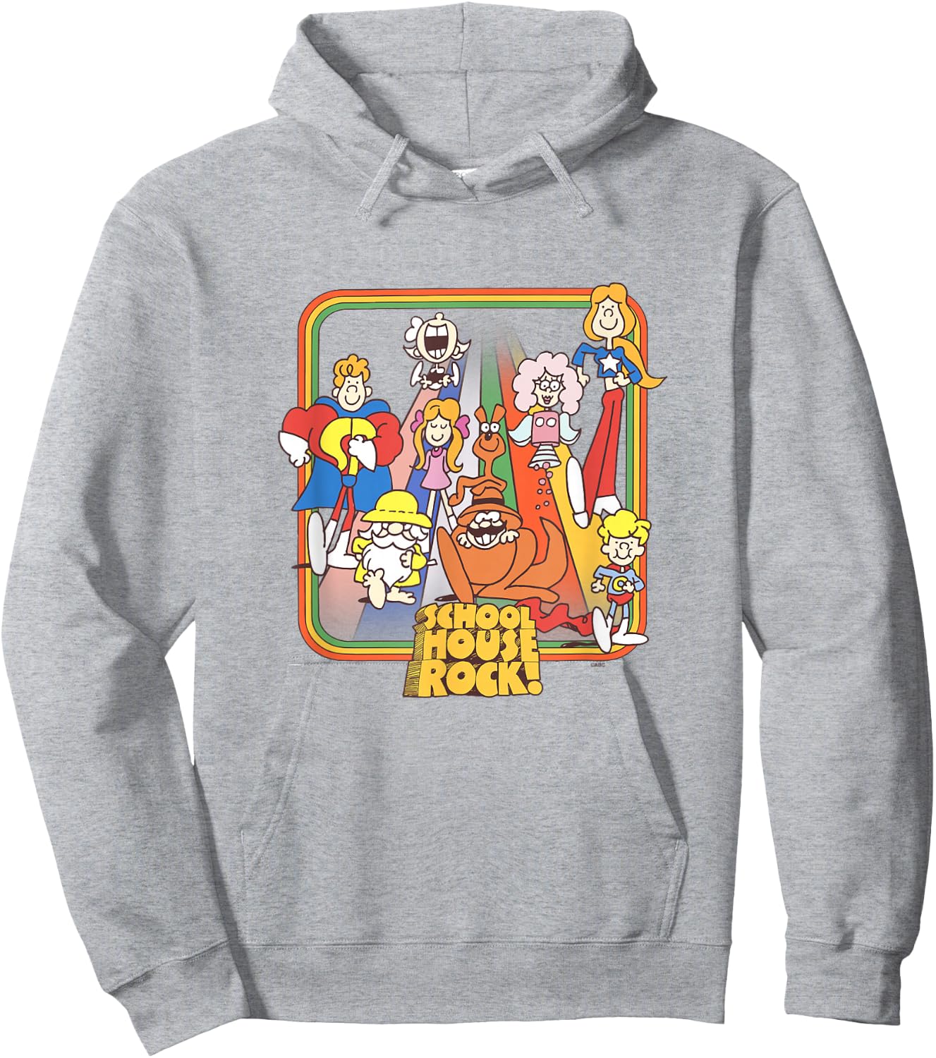 Schoolhouse Rock! Favorite Character Rainbow Outline Vintage Hoodie - Hoodie | Ash