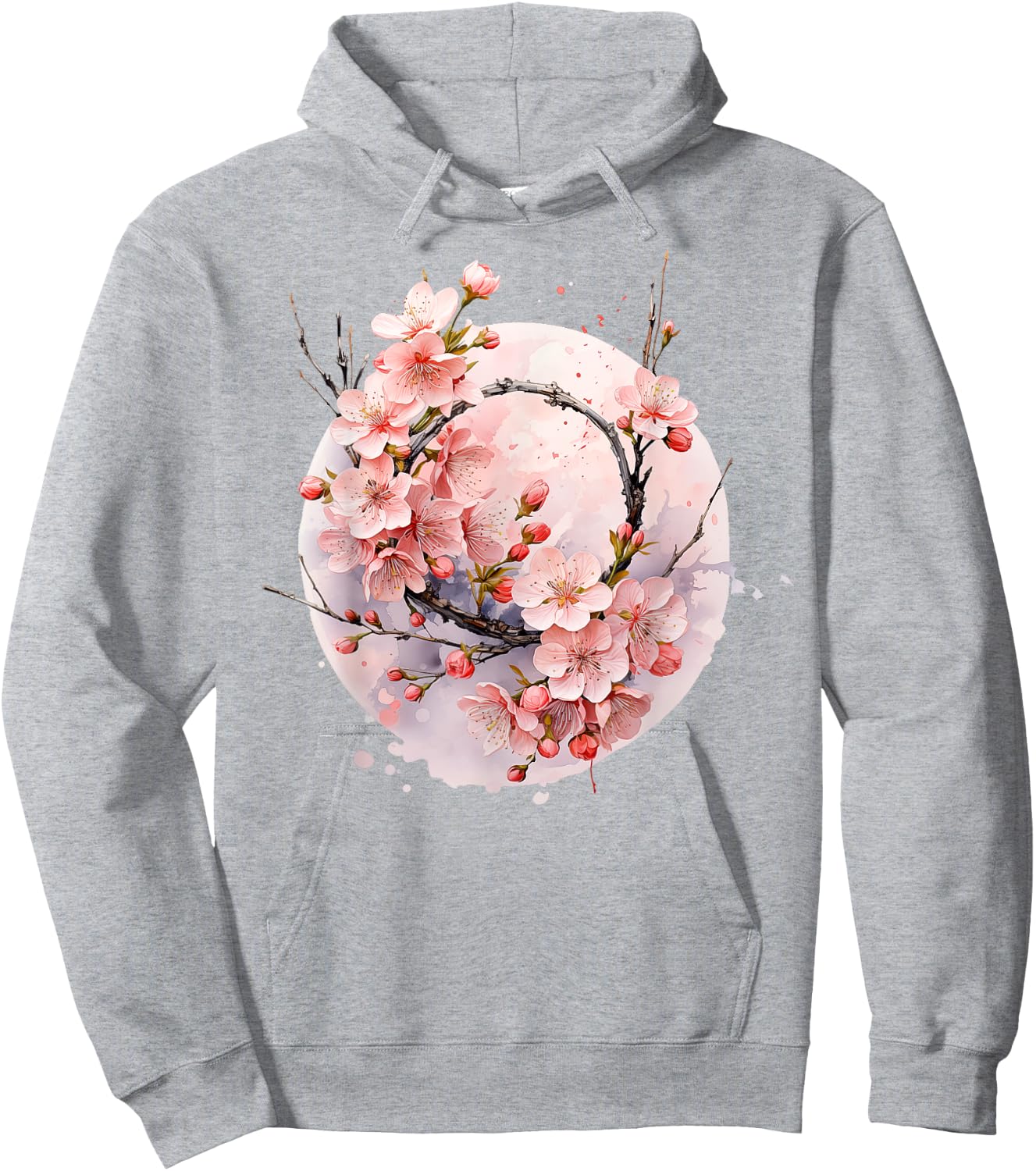 Peach, Cherry, Plum Blossom, Sakura, Japanese, Chinese, Pink , White Hoodie - Hoodie | Ash