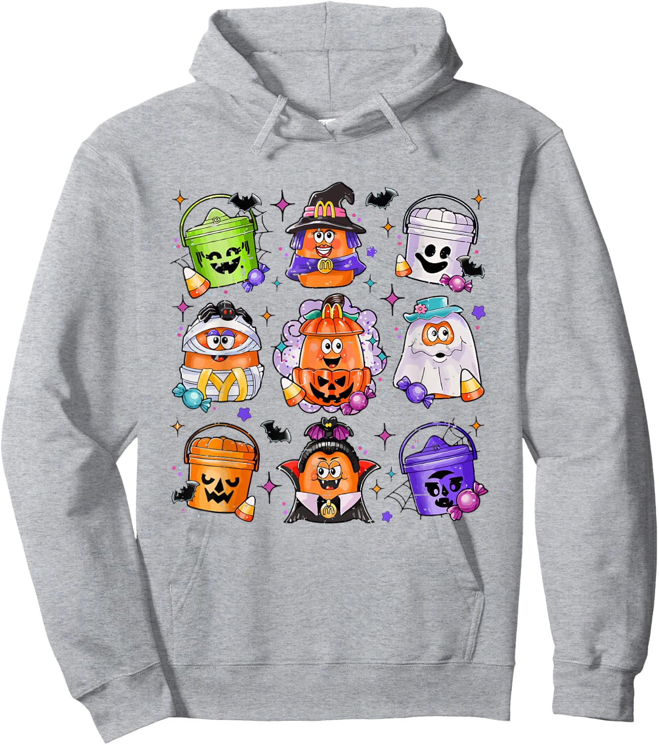 Vintage Funny Halloween Pumpkin Spooky Nuggets Chicken Cute Hoodie - Hoodie | Ash