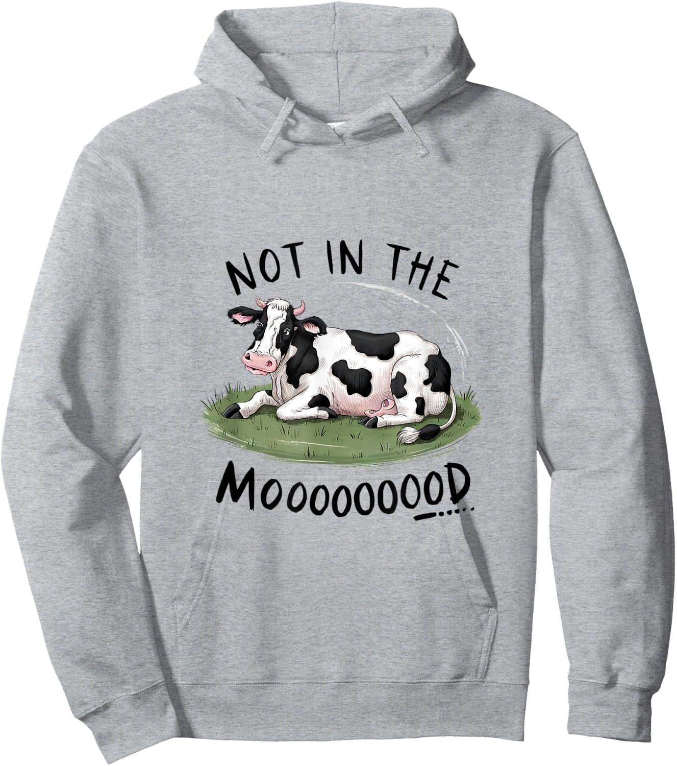 Not In The Mood Funny Cow Hoodie - Hoodie | Ash