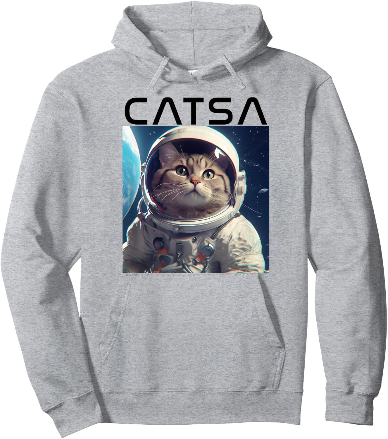 CATSA Cat Astronaut in Space Photo Funny Kitten & Kitty Pun Hoodie - Hoodie | Ash