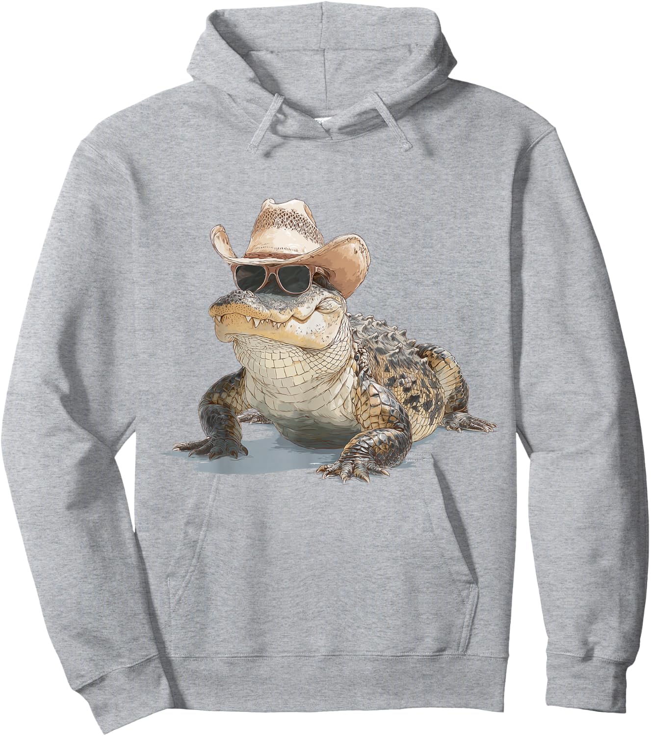 Alligator Cowboy Hat Gator Crocodile Reptile Lover Funny Hoodie - Hoodie | Ash