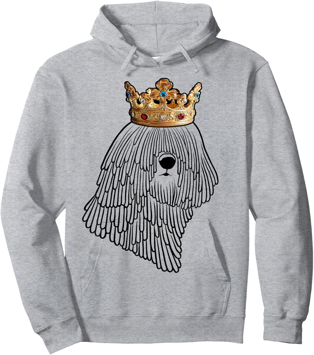 Komondor Dog Wearing Crown Hoodie - Hoodie | Ash