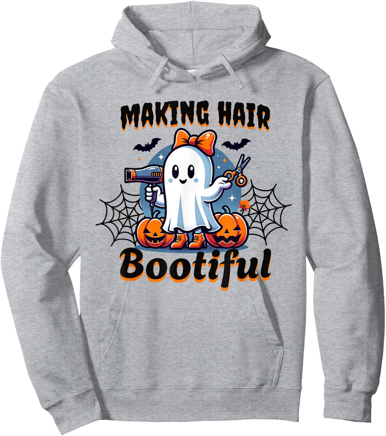 Halloween Hair Stylist Spooky Ghost Hairdresser Cosmetology Hoodie - Hoodie | Ash