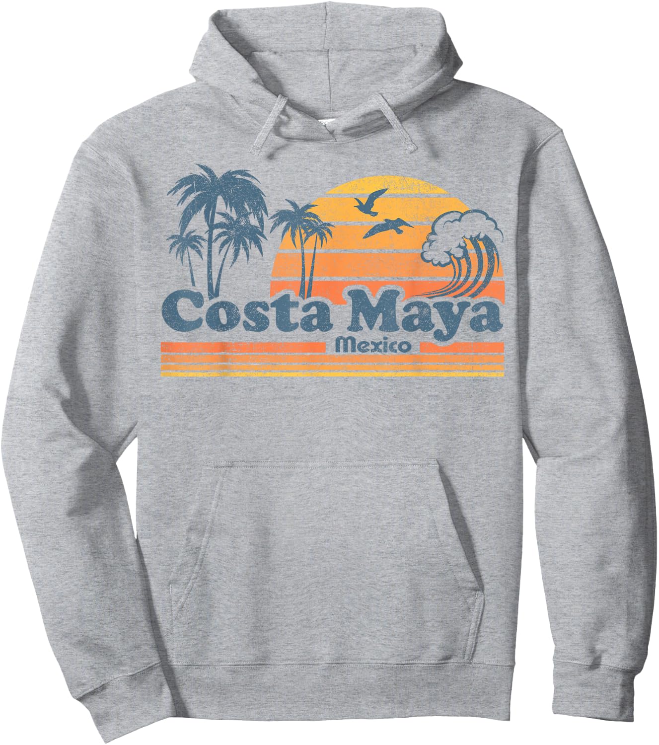 Costa Maya Mexico Beach Summer Vacation Vintage 70's Retro Hoodie - Hoodie | Ash