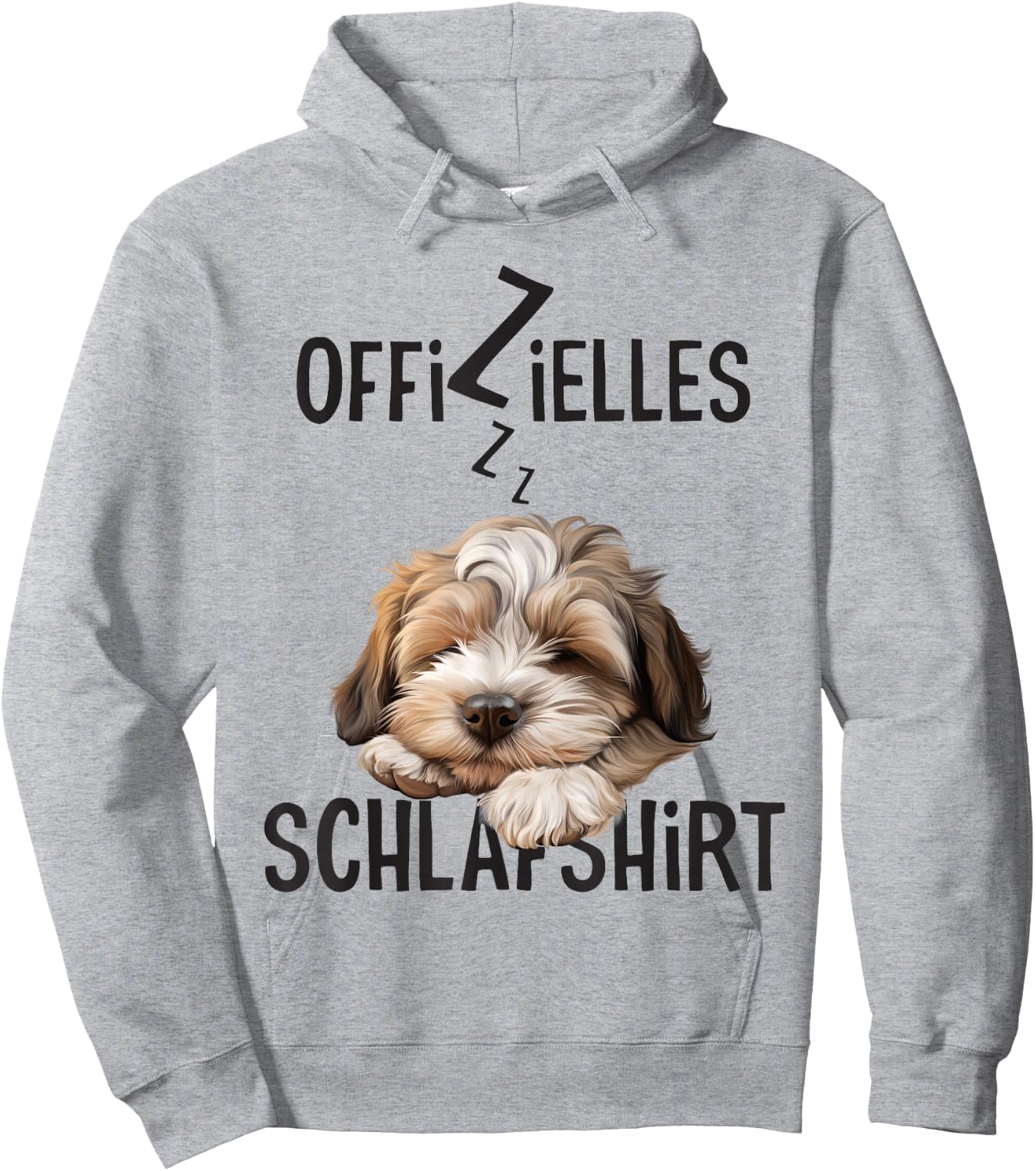 Official Sleep Shirt with Dog Funny Lion Dog Motif , White Hoodie - Hoodie | Ash