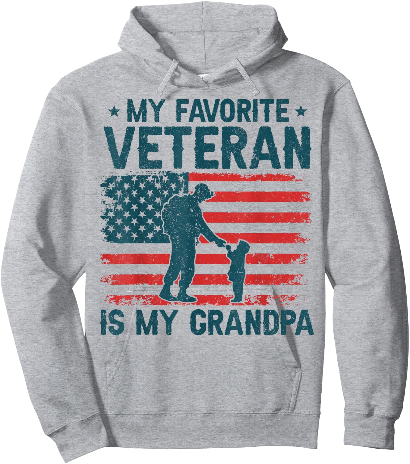 My Favorite Veteran is My Grandpa Veterans Day Military Papa Hoodie - Hoodie | Ash