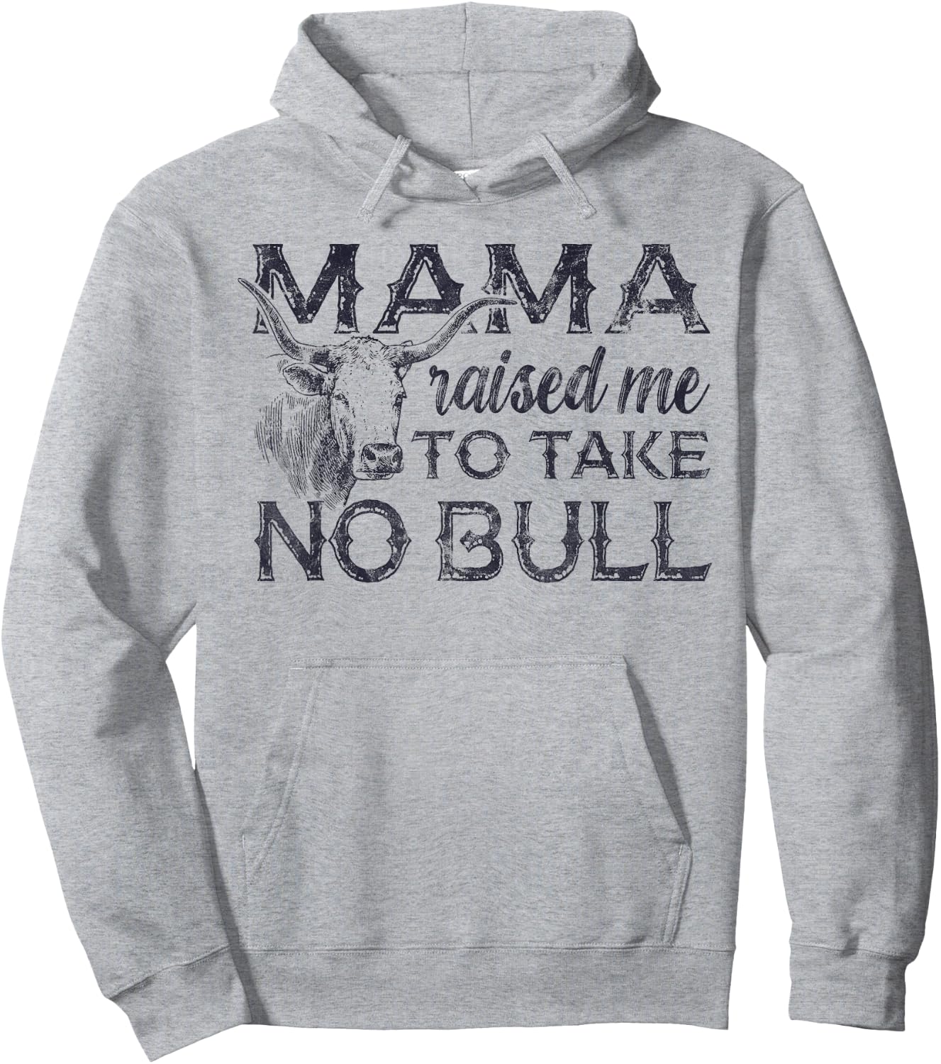 Mama Raised Me To Take No Bull Cow Animal Hoodie - Hoodie | Ash
