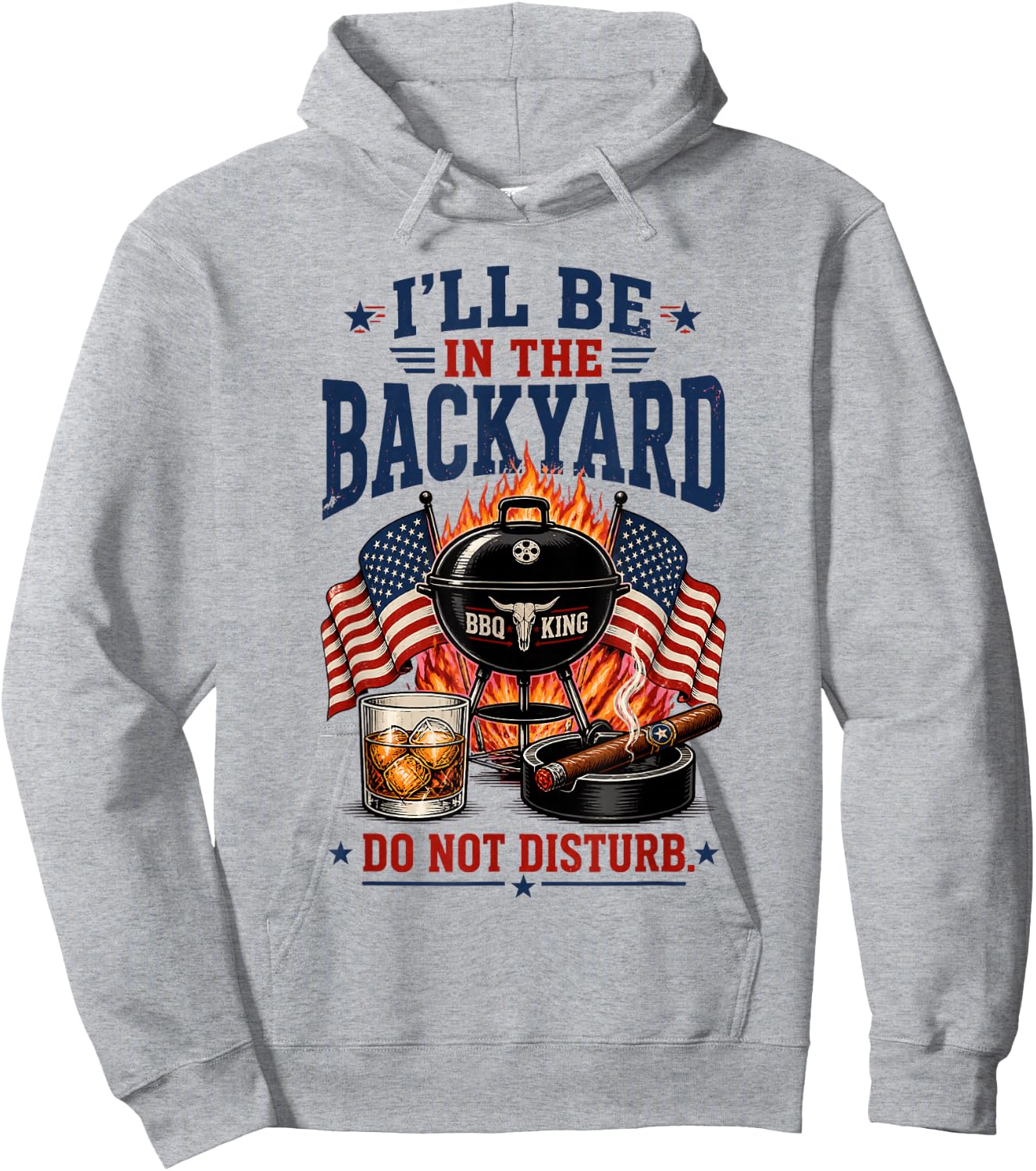 I'll Be in The Backyard Cigar Hoodie - Hoodie | Ash