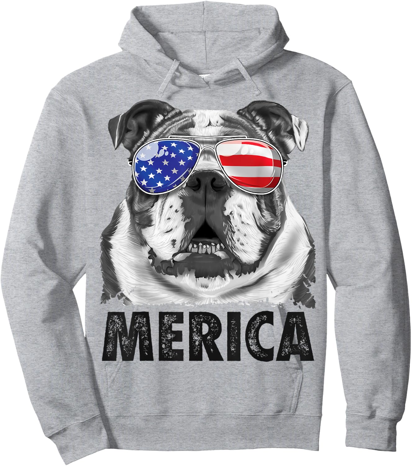 English Bulldog 4th of July Shirt Merica Men Women American Hoodie - Hoodie | Ash