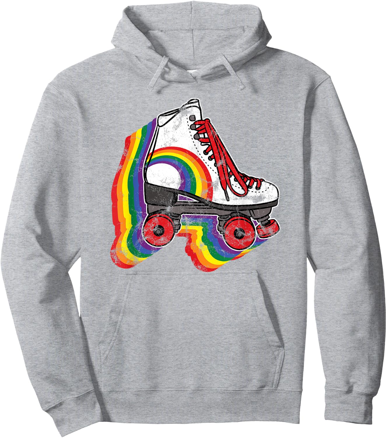 Rainbow Vintage Roller Skating Hoodie - Hoodie | Ash