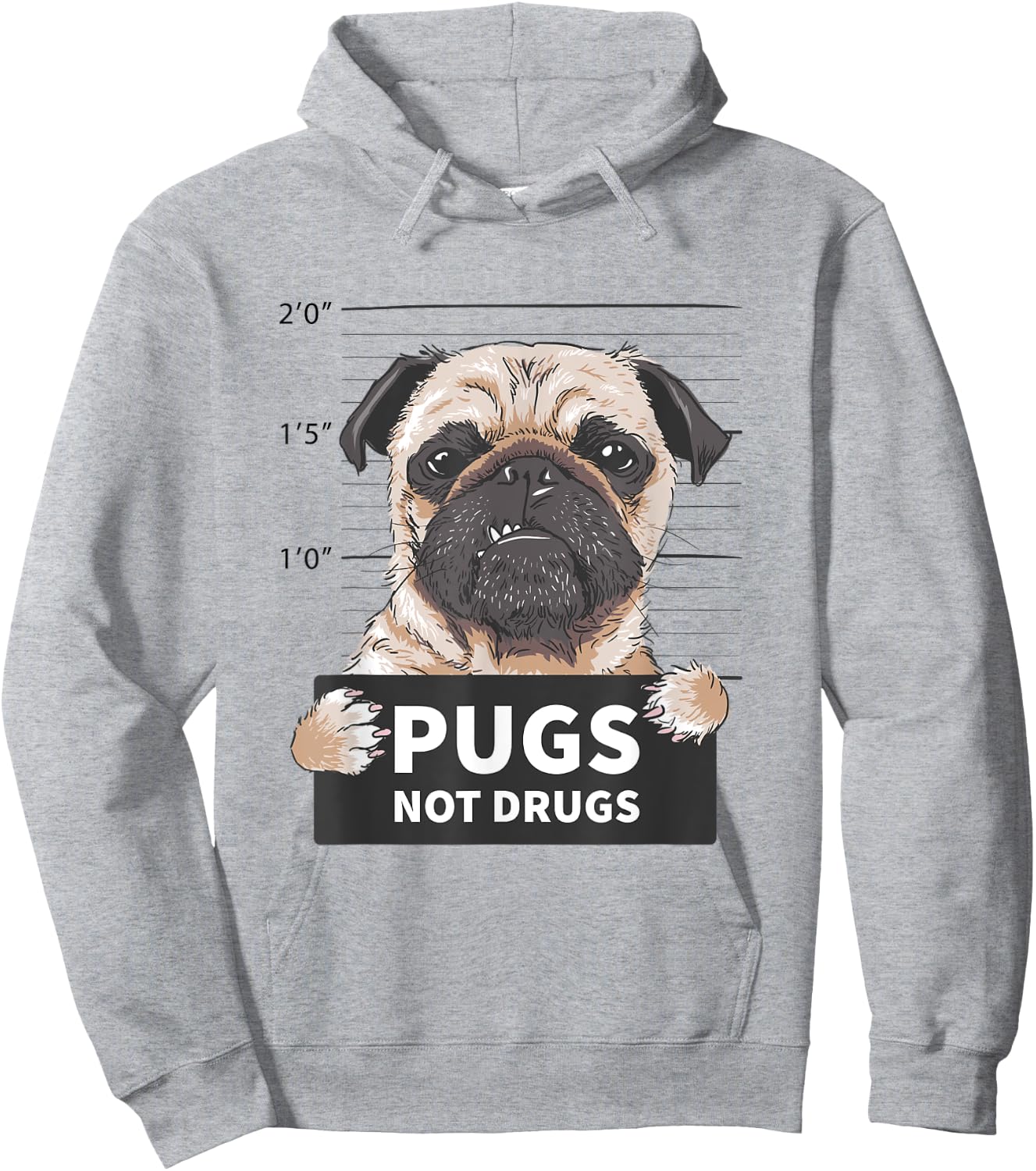 Pugs Not Drugs Funny T Shirt Man Woman Hoodie - Hoodie | Ash