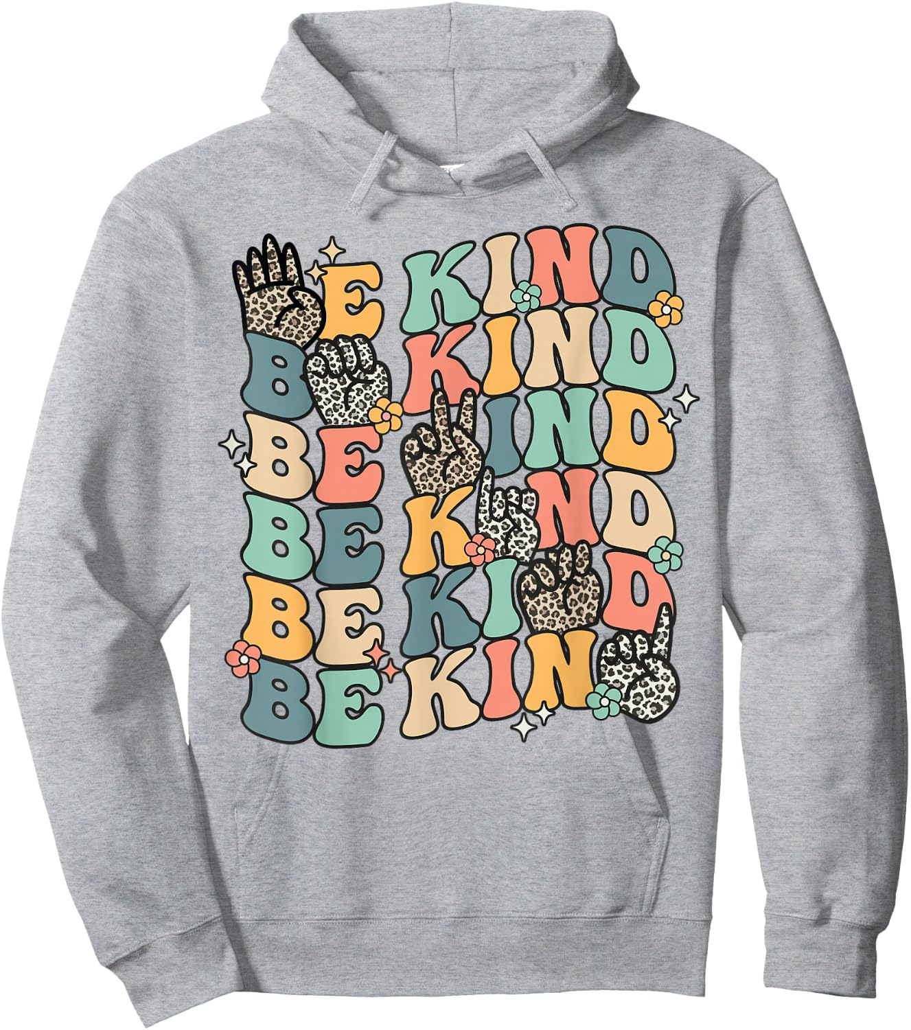 Groovy Be Kind Sign Language ASL Finger Spelling Kindness Hoodie - Hoodie | Ash