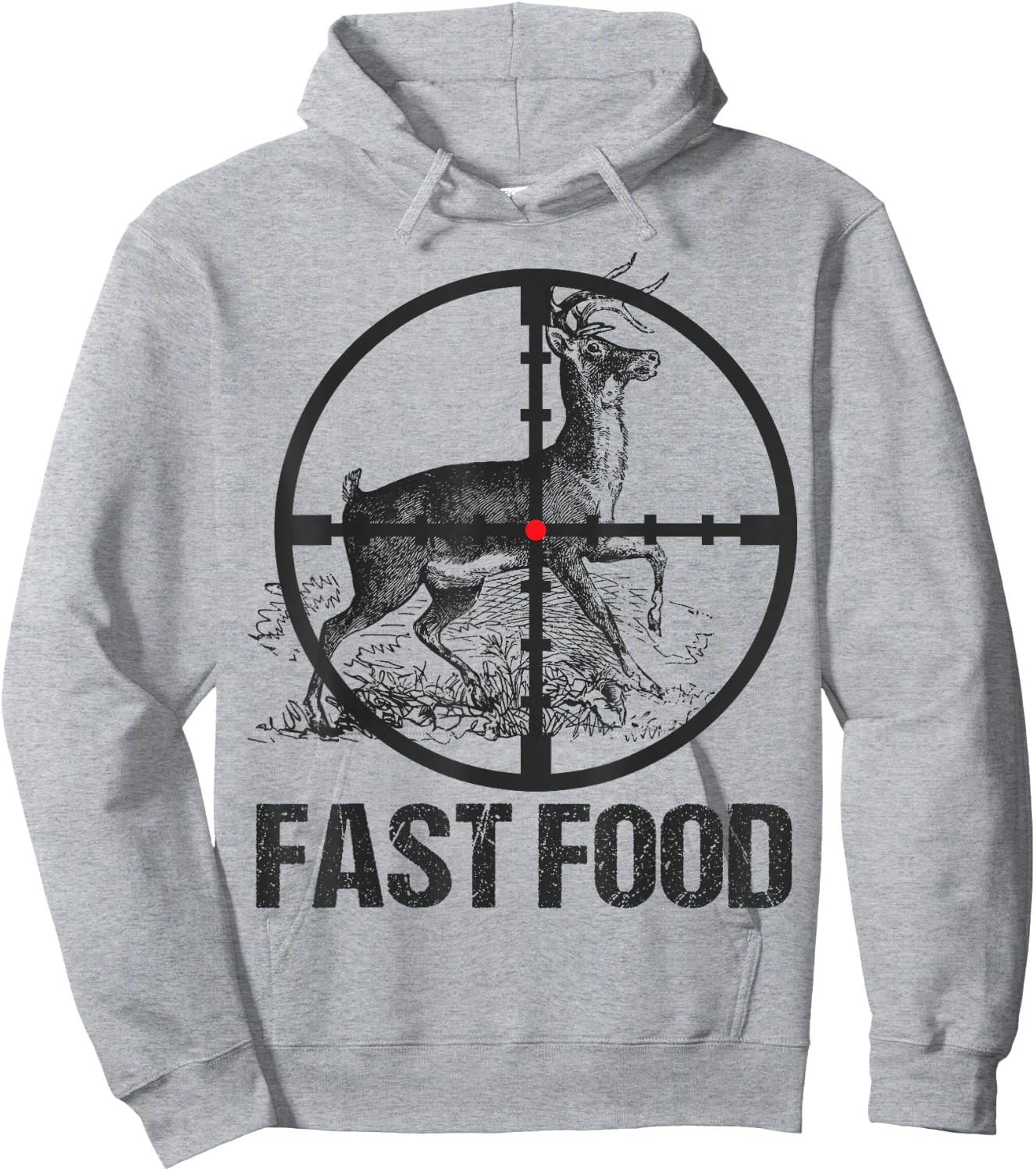 Men Deer Hunting Hunter Funny Whitetail Deer Fast Food Youth Hoodie - Hoodie | Ash