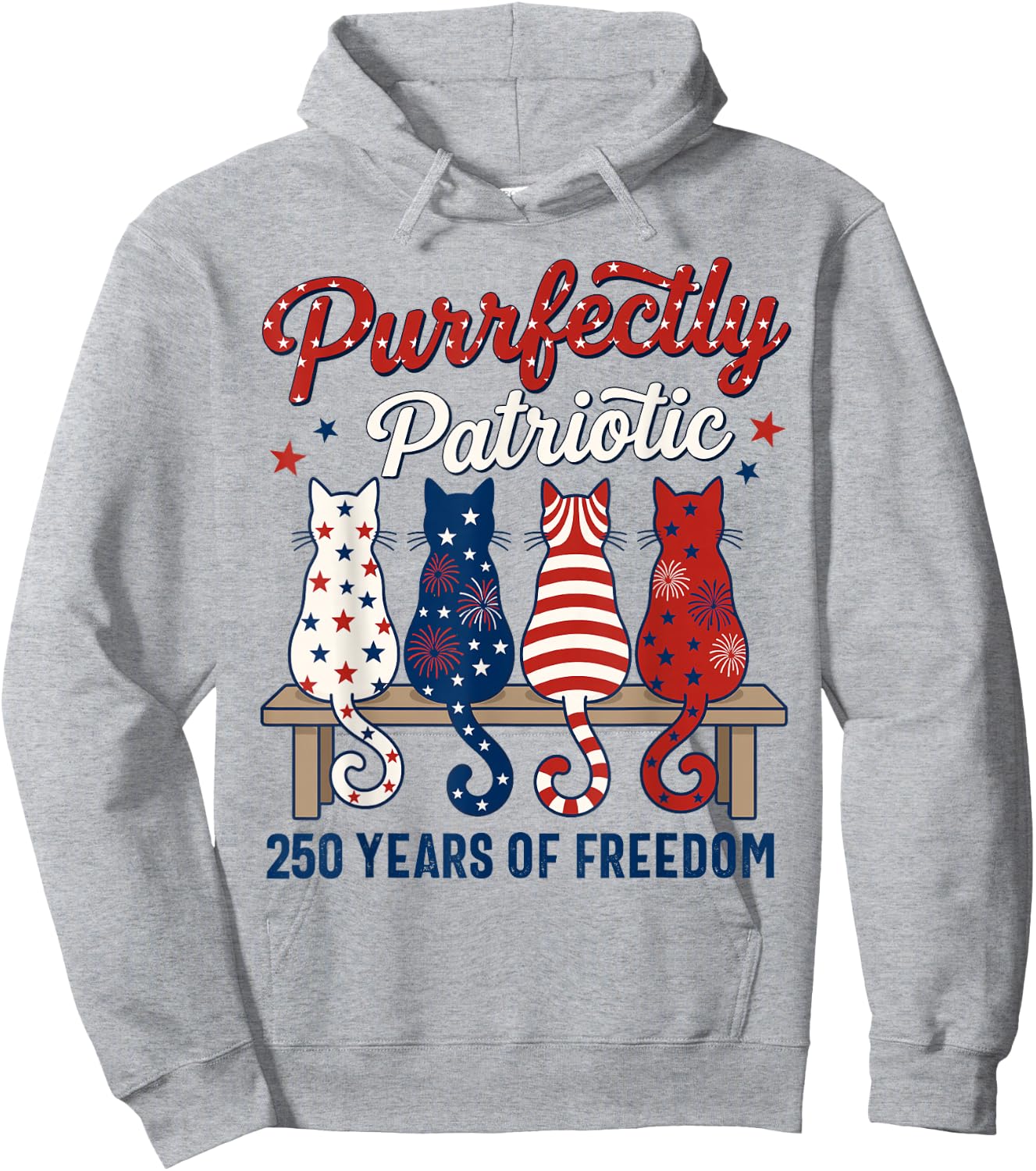 4th of July Cat Lovers Purrfectly Patriotic 250 Years 250th Hoodie - Hoodie | Ash